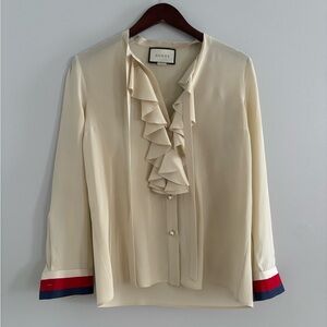 GUCCI ruffled silk crepe de chine blouse